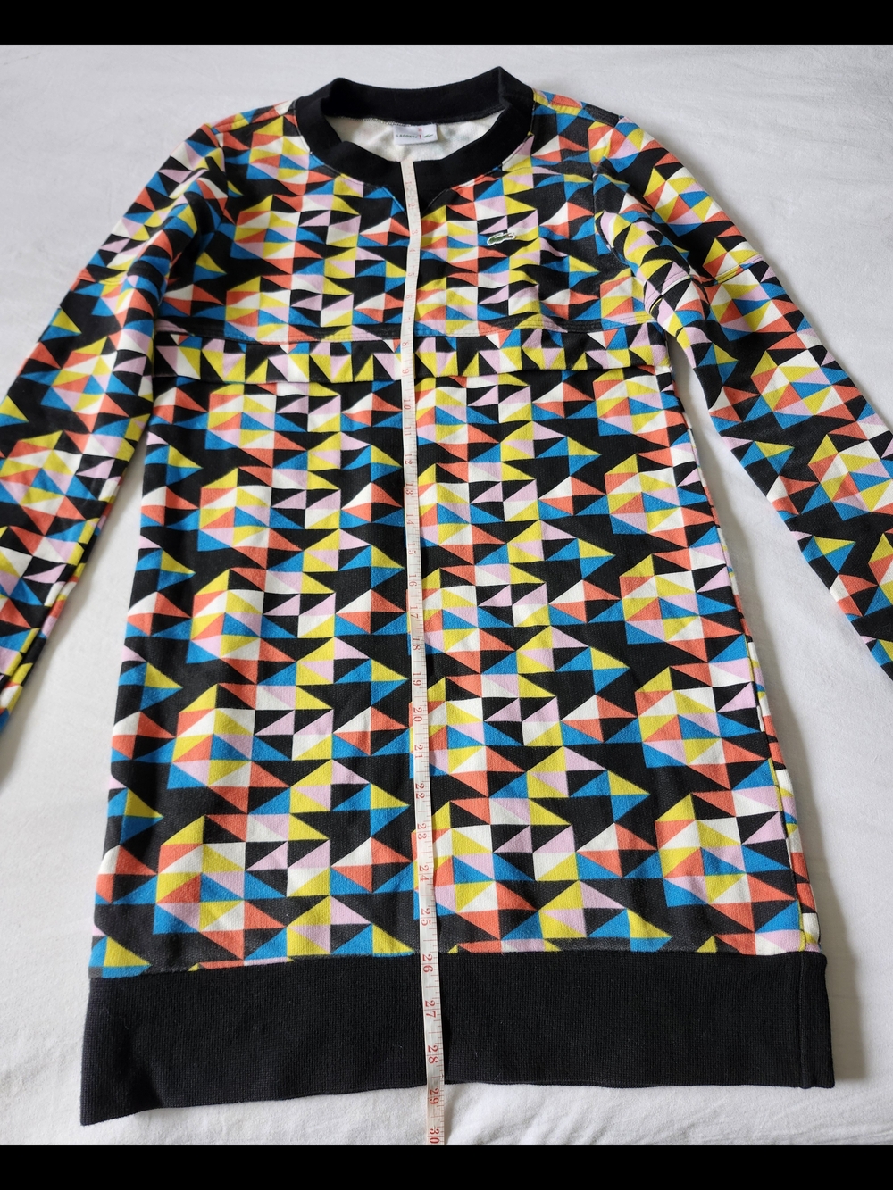 Lacoste Black Multicolor Geometric Crewneck Sweater - Picture 7 of 9